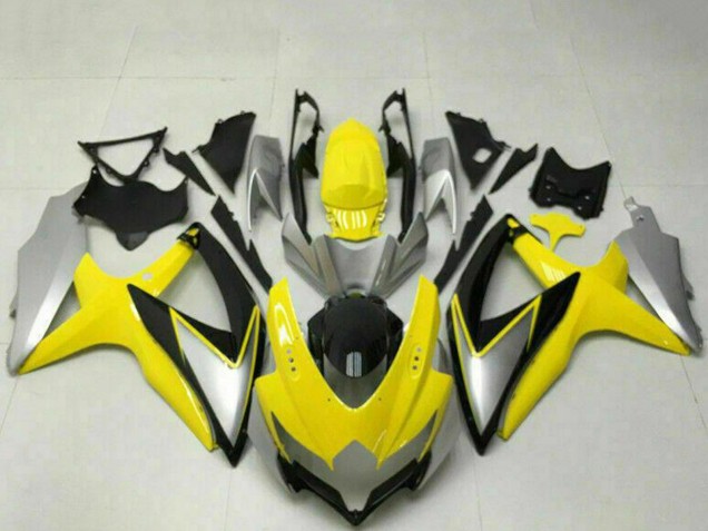 2008-2010 Suzuki GSXR 600/750 Motorcycle Fairings - Yellow Silver Glossy Black Australia for Sale