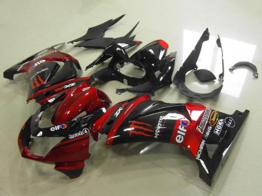 2008-2012 Kawasaki ZX250R Motorcycle Fairings - Candy Red Glossy Black Elf Touch4 Monster Australia for Sale
