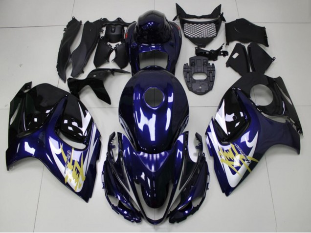 2008-2020 Suzuki GSXR 1300 Hayabusa Motorcycle Fairings - Dark Blue White Gold Australia for Sale