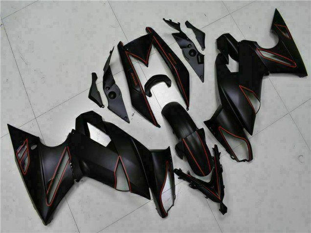 2009-2011 Kawasaki EX650 Motorcycle Fairings - Matte Black Red Stripe Australia for Sale