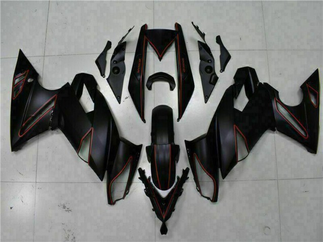 2009-2011 Kawasaki EX650 Motorcycle Fairings - Matte Black Red Stripe Australia for Sale