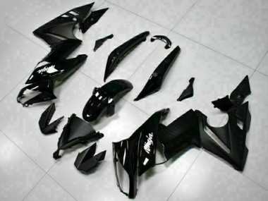 2009-2011 Kawasaki EX650 Motorcycle Fairings - Glossy Black White Decal Australia for Sale