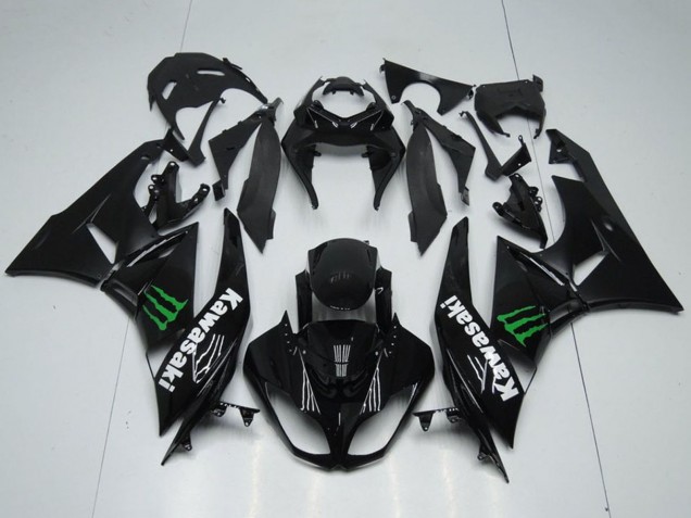 2009-2012 Kawasaki ZX6R Motorcycle Fairings - Glossy Black Green Monster Australia for Sale