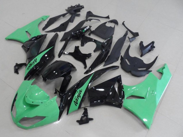 2009-2012 Kawasaki ZX6R Motorcycle Fairings - Light Green Glossy Black Australia for Sale