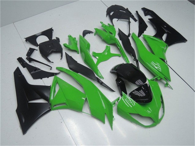 2009-2012 Kawasaki ZX6R Motorcycle Fairing Kits - Green Glossy Black Australia for Sale