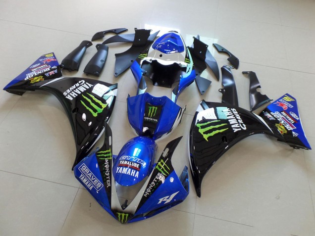 2012-2014 Yamaha YZF R1 Motorcycle Fairings - Blue White Glossy Black Green Graves Yamalube Monster Australia for Sale