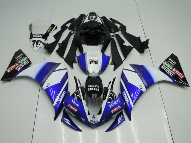 2012-2014 Yamaha YZF R1 Motorcycle Fairings - White Blue Glossy Black Volvo Fimer Yamalube Australia for Sale