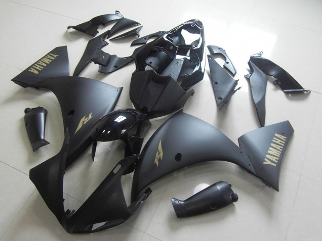 2012-2014 Yamaha YZF R1 Motorcycle Fairing - Glossy Black Matte Black Gold Decals Australia for Sale