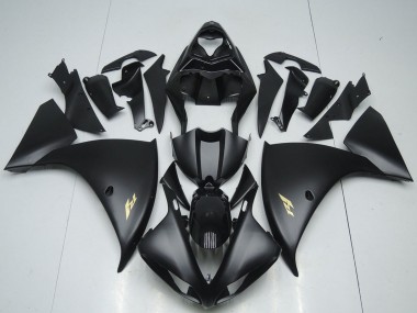 2012-2014 Yamaha YZF R1 Motorcycle Fairings - Glossy Black Matte Black Gold Decals Australia for Sale