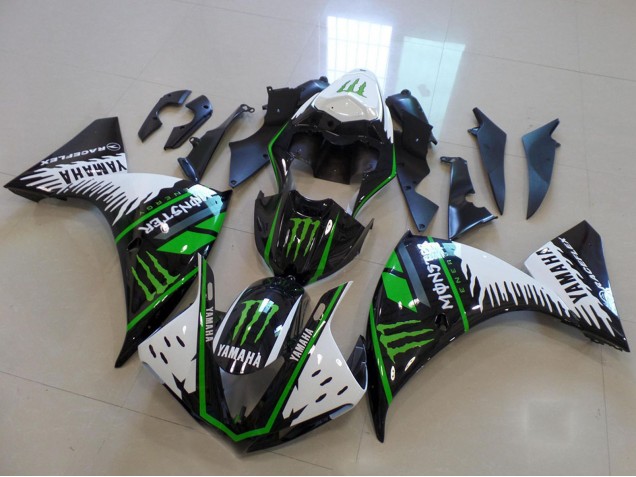 2012-2014 Yamaha YZF R1 Motorcycle Fairing - White Black Green Monster Australia for Sale