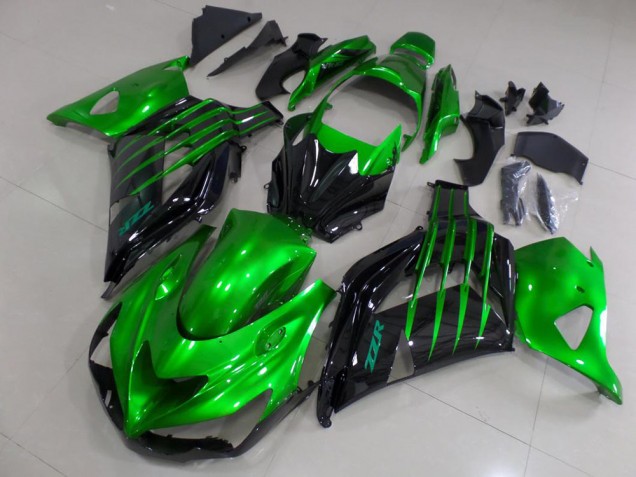2012-2024 Kawasaki ZX14R ZZR1400 Motorcycle Fairings - Green Glossy Black Australia for Sale