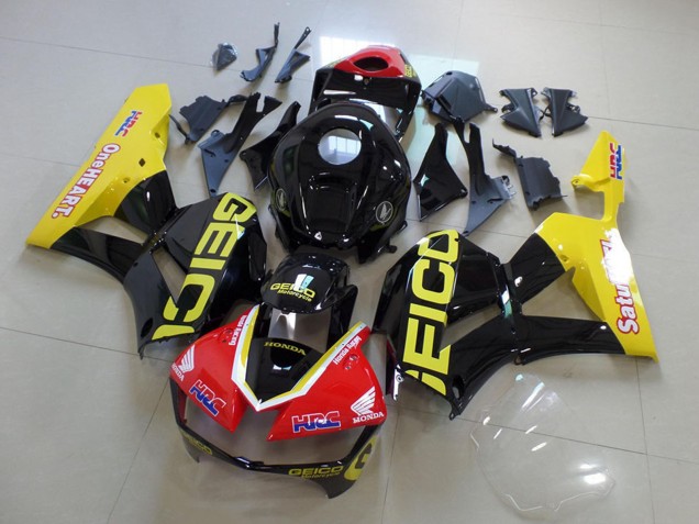2013-2023 Honda CBR600RR Motorcycle Fairings - Yellow Red Glossy Black Geico Australia for Sale