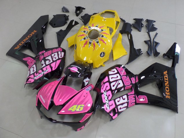 2013-2023 Honda CBR600RR Motorcycle Fairings - Yellow Pink Glossy Black Rossi 46 Australia for Sale