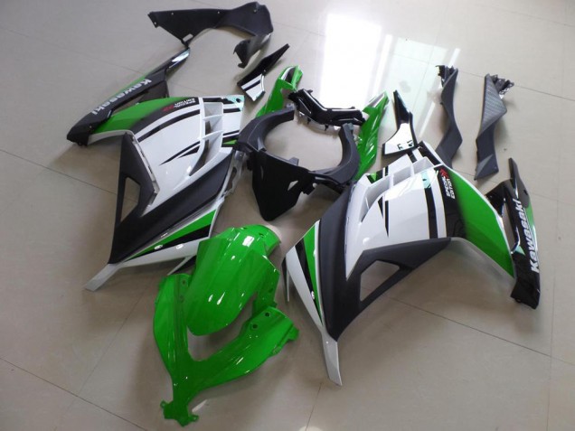 2013-2018 Kawasaki ZX300R Motorcycle Fairings - White Green Matte Black Australia for Sale