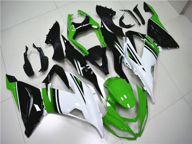 2013-2018 Kawasaki ZX6R Motorcycle Fairings - Green White Glossy Black Australia for Sale