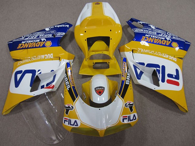 1993-2005 Ducati 748 Motorcycle Fairings - Yellow White Blue Fila Australia for Sale