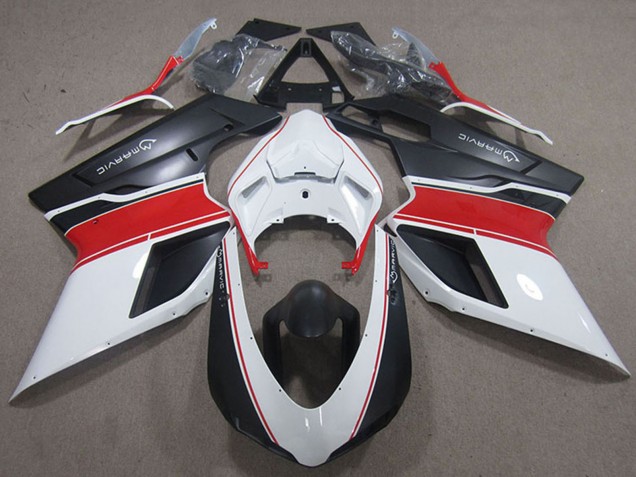 2007-2014 Ducati 848 1098 1198 Motorcycle Fairings - White Red Matte Black Marvic Australia for Sale