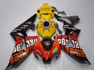 2004-2005 Honda CBR1000RR Motorcycle Fairing - Yellow Orange Glossy Black Repsol Rossi 46 Australia for Sale