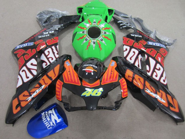 2004-2005 Honda CBR1000RR Motorcycle Fairings - Orange Green Rossi Glossy Black Repsol Rossi 46 Australia for Sale