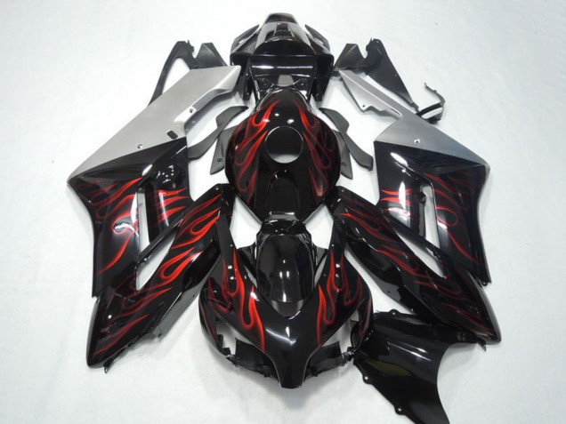 2004-2005 Honda CBR1000RR Motorcycle Fairings - Silver Glossy Black Red Flame Australia for Sale