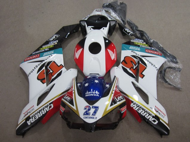 2004-2005 Honda CBR1000RR Motorcycle Fairings - White Red Blue Glossy Black 27 Contrainer IT Carrera Australia for Sale
