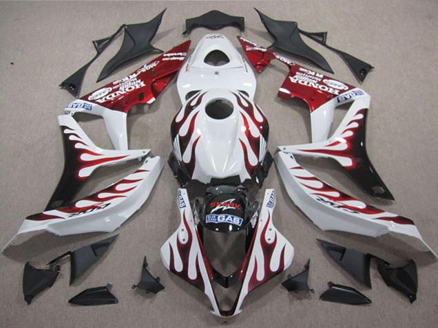 2004-2005 Honda CBR1000RR Motorcycle Fairings - White Red Glossy Black Flame SHARK Australia for Sale