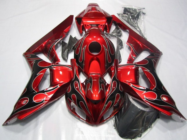 2006-2007 Honda CBR1000RR Motorcycle Fairing - Red Glossy Black Flame Australia for Sale