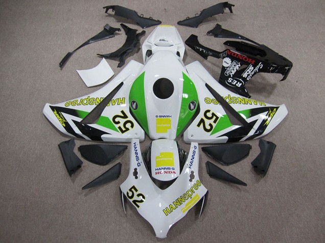 2008-2011 Honda CBR1000RR Motorcycle Fairings - White Green Yellow Glossy Black Hannspree 52 Australia for Sale