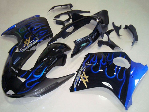 1996-2007 Honda CBR1100XX Blackbird Abs Motorcycle Fairings - Glossy Black Blue Flame Australia for Sale
