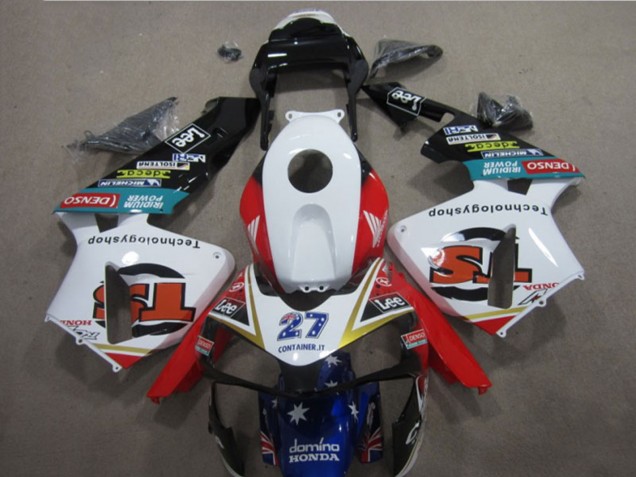 2003-2004 Honda CBR600RR Motorcycle Fairings - White Red Blue Glossy Black Denso 27 Australia for Sale