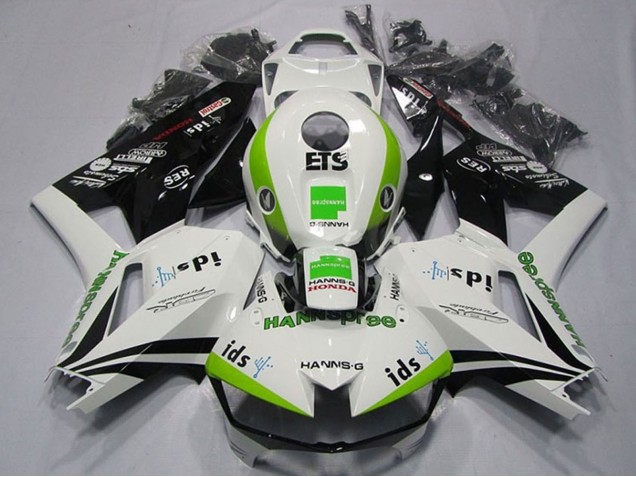 2013-2023 Honda CBR600RR Motorcycle Fairings - White Green Glossy Black Hannspree ETS Australia for Sale