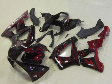 2000-2001 Honda CBR900RR 929 Motorcycle Fairings - Glossy Black Red Flame Australia for Sale
