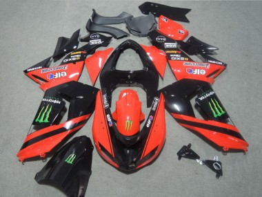 2006-2007 Kawasaki ZX10R Motorcycle Fairings - Red Glossy Black Green Elf Touch4 Monster Australia for Sale