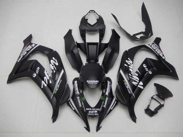 2016-2020 Kawasaki ZX10R Motorcycle Fairings - Matte Black Green White Monster Racing Team Motocard Australia for Sale