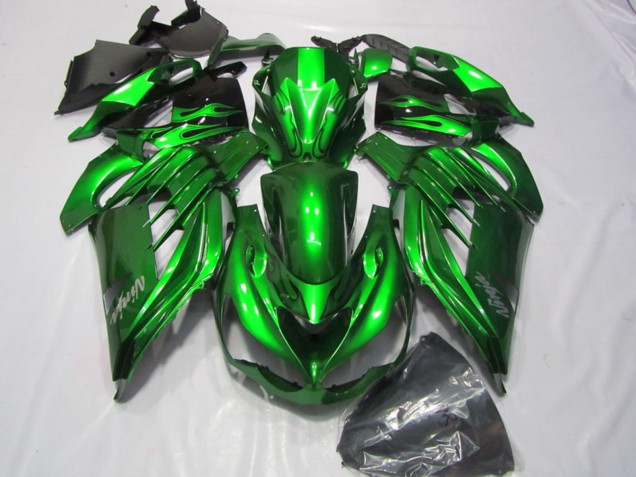 2012-2024 Kawasaki ZX14R ZZR1400 Motorcycle Fairings - Green Glossy Black Silver Ninja Australia for Sale