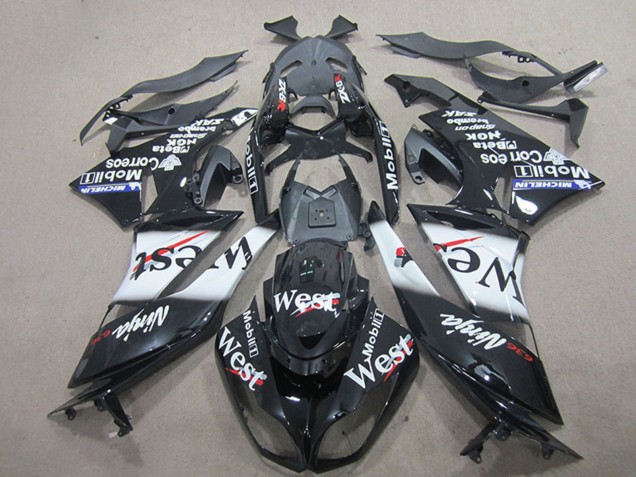 2009-2012 Kawasaki ZX6R Motorcycle Fairings - Glossy Black White West Australia for Sale