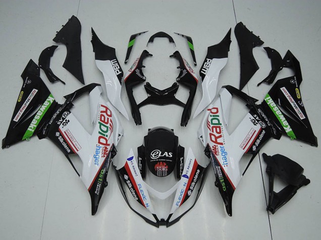 2013-2018 Kawasaki ZX6R Motorcycle Fairings - White Green Black Red Rapid Australia for Sale