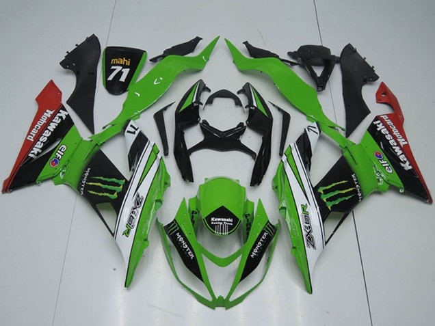 2013-2018 Kawasaki ZX6R Motorcycle Fairings - Green White Black Red Monster Australia for Sale