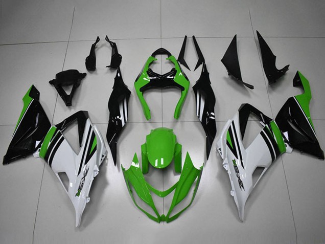 2013-2018 Kawasaki ZX6R Motorcycle Fairings - Green White Black Stripe Australia for Sale