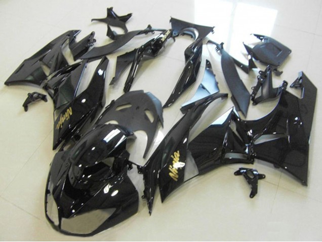 2013-2018 Kawasaki ZX6R Motorcycle Fairings - Glossy Black Gold Ninja Australia for Sale