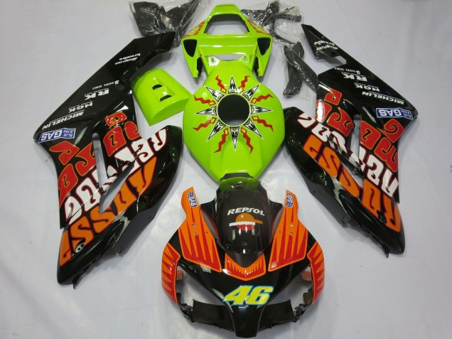 2004-2005 Honda CBR1000RR Motorcycle Fairings - Lime Green Orange Glossy Black Rossi 46 Australia for Sale