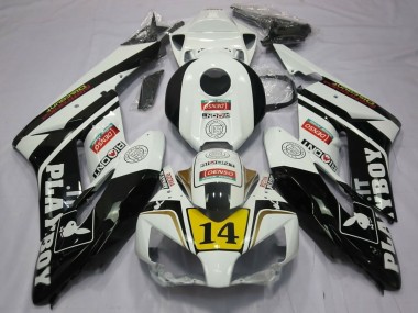 2004-2005 Honda CBR1000RR Motorcycle Fairings - White Glossy Black Yellow Playboy 14 Australia for Sale