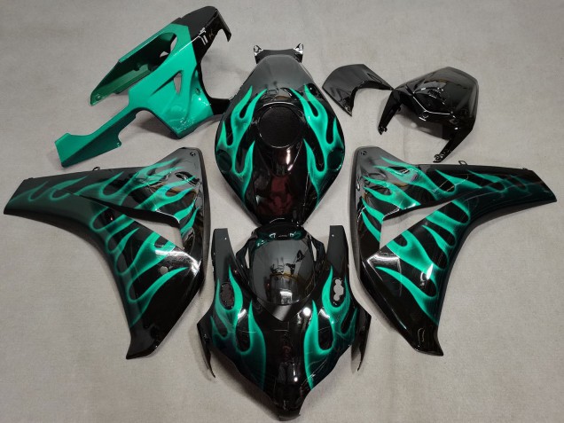 2008-2011 Honda CBR1000RR Motorcycle Fairings - Glossy Black Green Flame Australia for Sale