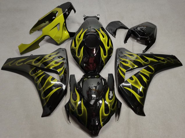 2008-2011 Honda CBR1000RR Motorcycle Fairings - Glossy Black Gold Flame Australia for Sale
