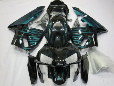 2003-2004 Honda CBR600RR Motorcycle Fairings - Glossy Black Green Flame Australia for Sale