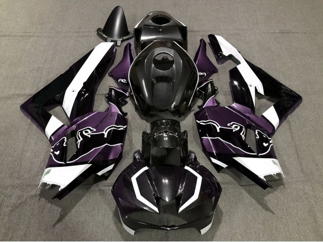2013-2023 Honda CBR600RR Motorcycle Fairings - Black Carbon Fiber White Purple Bull Australia for Sale