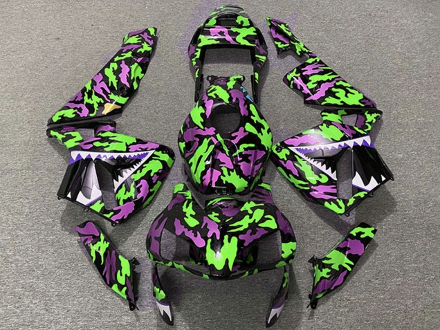 2003-2004 Honda CBR600RR Motorcycle Fairings - Green Pink Camouflage Shark Australia for Sale