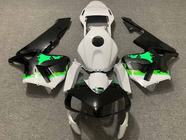 2003-2004 Honda CBR600RR Motorcycle Fairings - White Green Glossy Black Splatter Australia for Sale