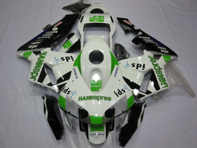 2003-2004 Honda CBR600RR Motorcycle Fairings - White Green Glossy Black Hannspree Australia for Sale
