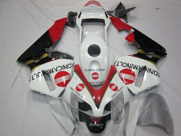 2003-2004 Honda CBR600RR Motorcycle Fairings - White Red Glossy Black Konica Minolta Australia for Sale